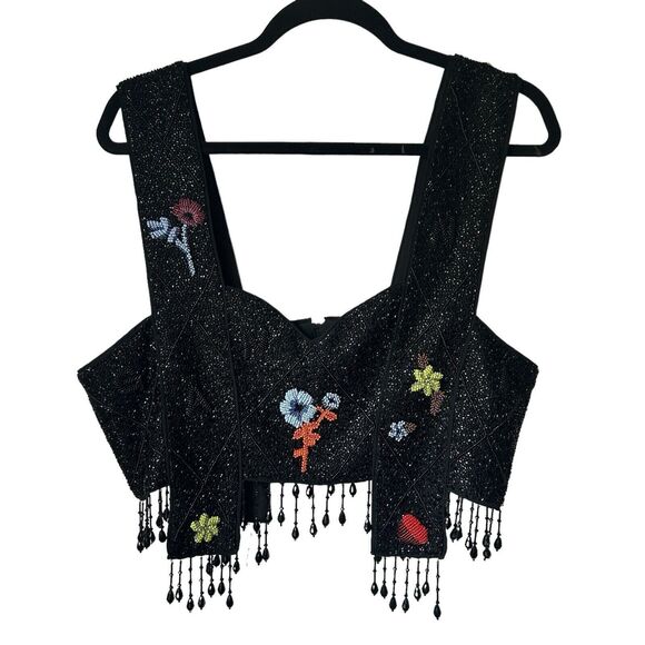 Ganni Cropped Beaded Embellished Top Size 40 US 8 - Picture 6 of 13